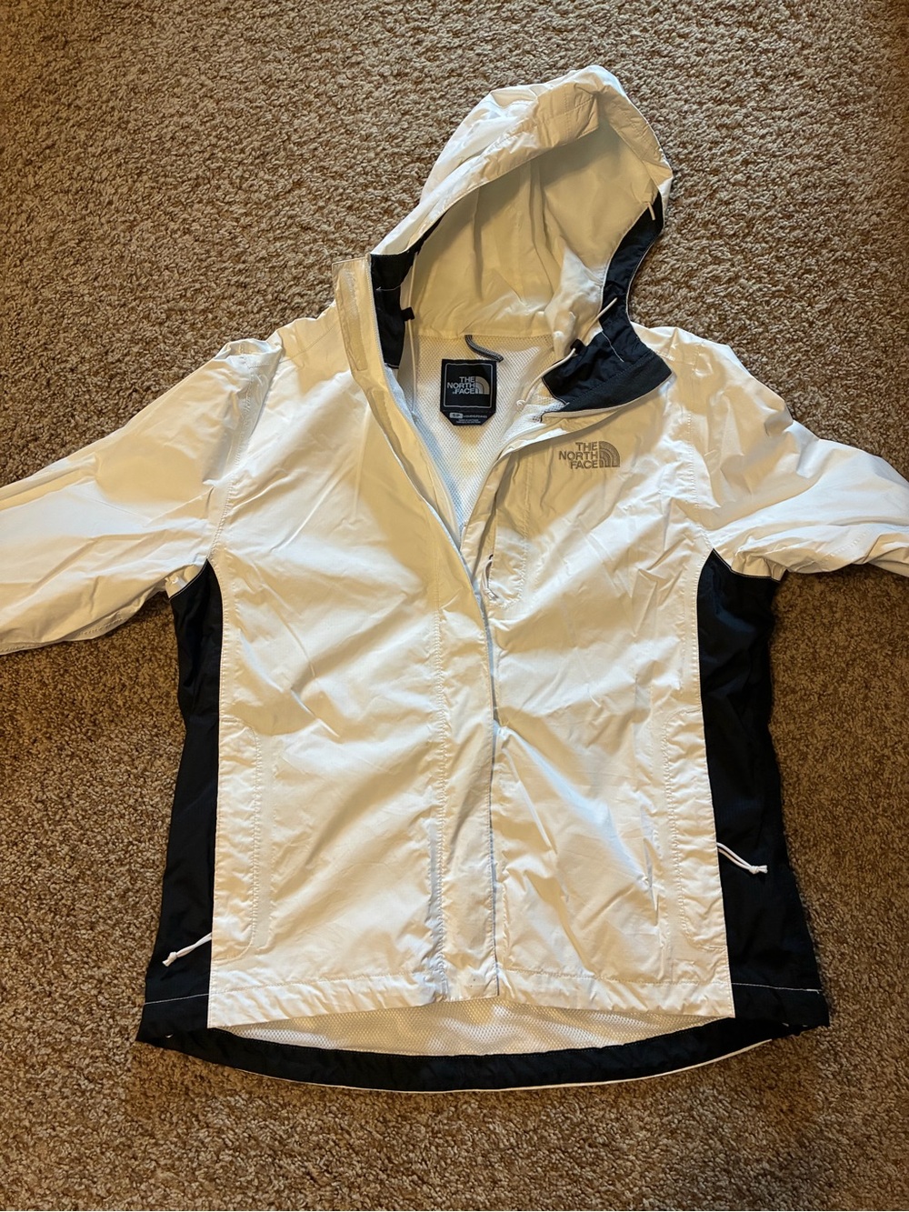 The North Face Women's White and Black Hooded Shell Jacket